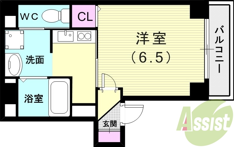 1K（23.05平米）洗髪洗面化粧台・浴室乾燥機・エアコン
