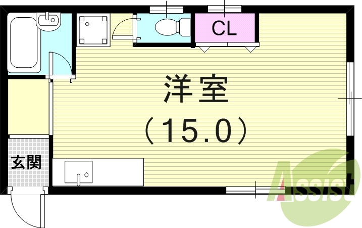 1R(31.68平米）室内洗濯機置場・エアコン・角部屋