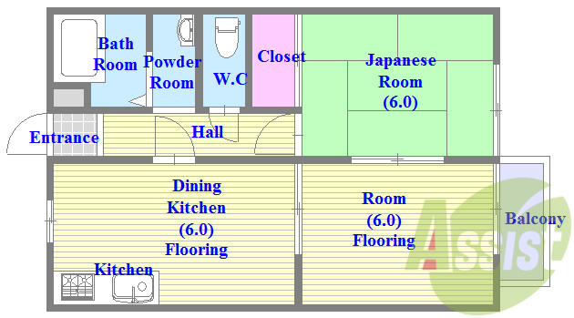 バストイレがセパレート、独立洗面所のある使い易い間取りです。