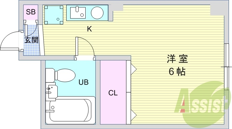 1R(20平米)室内洗濯機置き場・エアコン・IHコンロ
