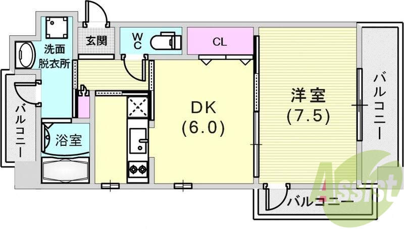広々１ＤＫタイプです。