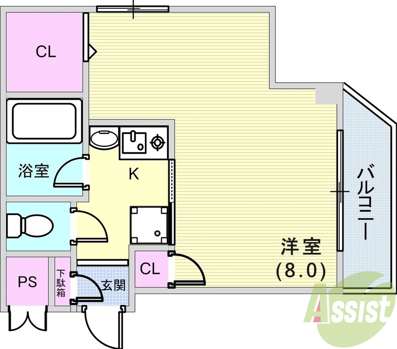 1K（21平米）レディースマンション・モノターホン付・収納