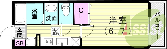 1K（24.18平米）エアコン・システムキッチン・追炊・収納