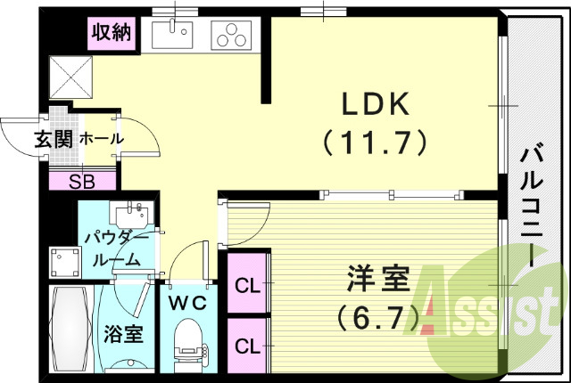 １ＬＤＫ（４１．１９平米）モニター付インターホン・エアコン