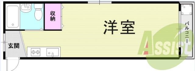 １Ｒ（２５平米）エアコン・２口ガスコンロ・モニタ付インタホン