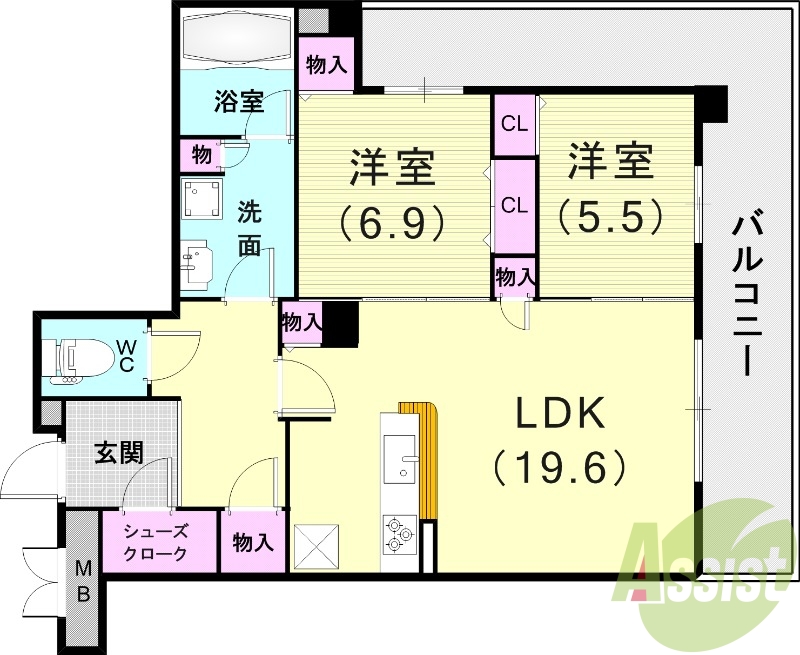 2LDK（85.39平米）ALSOC・カウンターキッチン