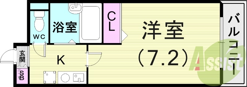 1K(20.52平米)オートロック・セパレート・エアコン