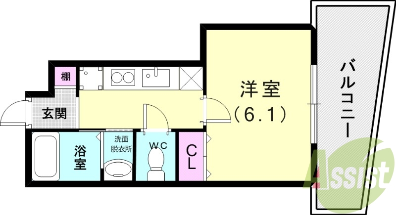 １K1K（２２．３１平米）エアコン・浴室乾燥機・室内洗濯機