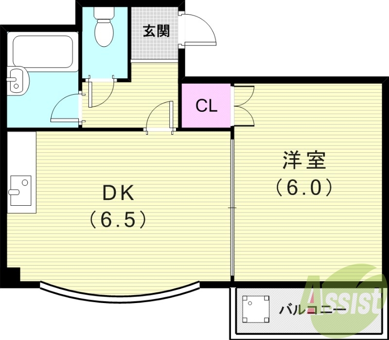 1DK(30平米)エアコン・風呂トイレ別・温水洗浄便座