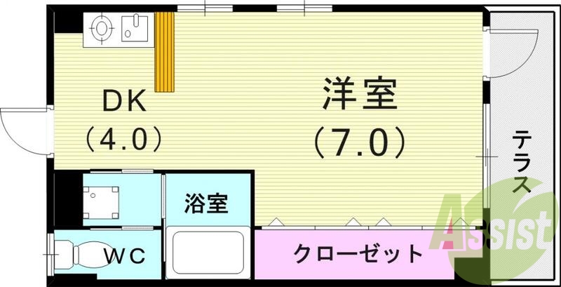 1K(25.37平米)カウンターキッチン・エアコン・収納