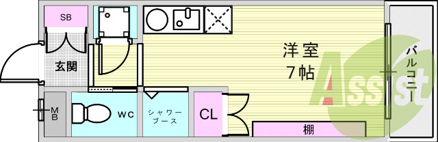 １Ｒ（１８．３１平米）IHクッキングヒータ－・宅配ボックス