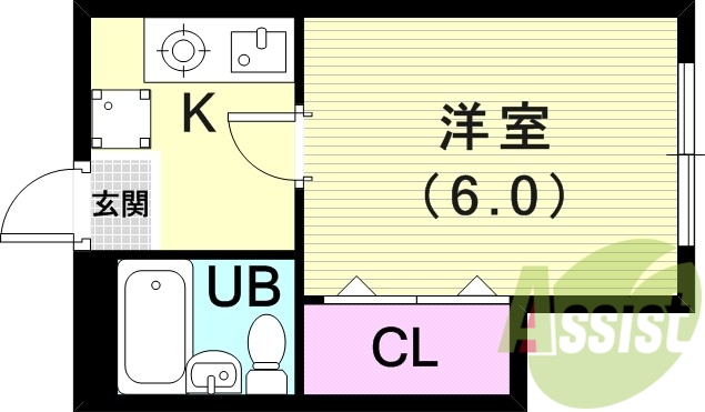 1K（18平米）エアコン・室内洗濯機置き場・収納スペース