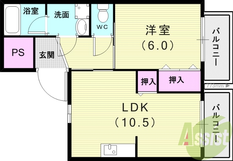 1LDK(37.82平米)独立洗面台・