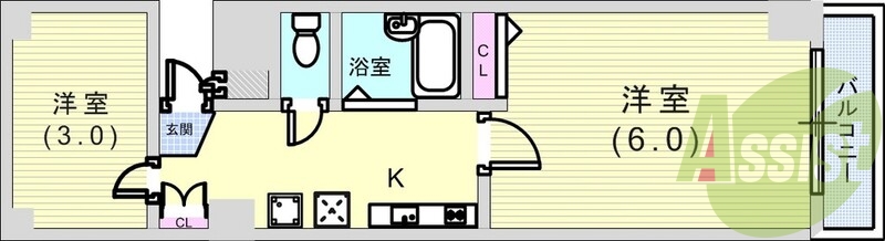 ２K（32.31平米）システムキッチン・エアコン・SB・収納