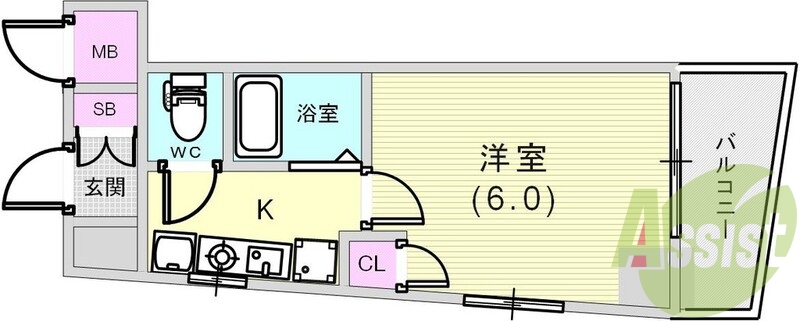１Kの間取りです