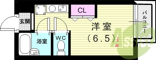 1Ｋ（19.76平米）ＩＨコンロ・フロトイレ別・エアコン