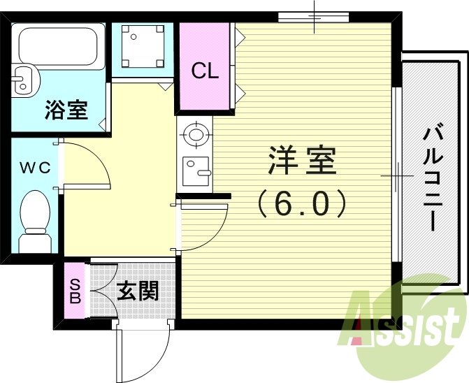 1Ｋ（21.12平米）収納・室内洗濯機置場・ガスコンロ