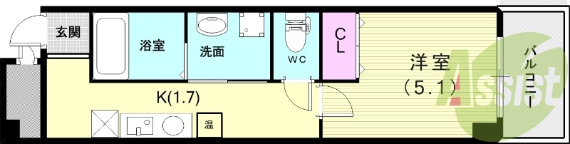 1K(25.52㎡)オール電化・オートロック