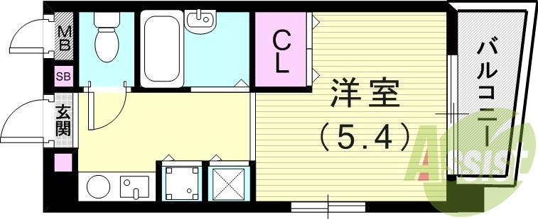 1R（22.50平米）エアコン・バルコニー・モニターホン