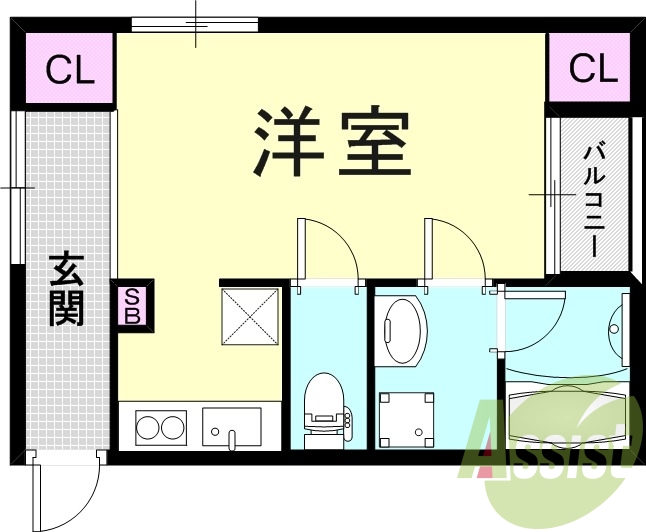 1Ｒ（27.32平米）エアコン・追い焚き・オートロック・収納