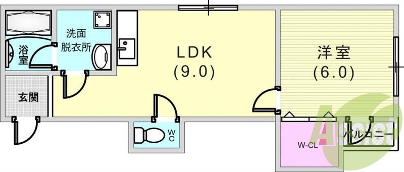 1LDK（36.04平米）オートロック・室内洗濯機置・WIC
