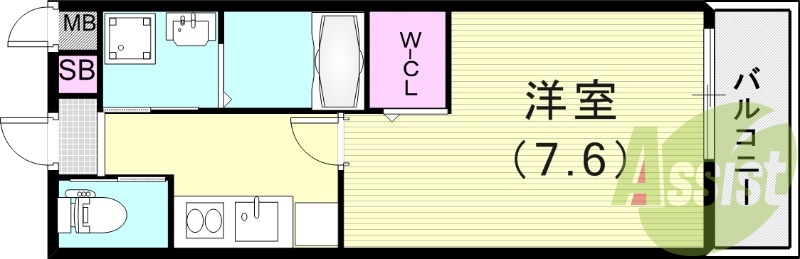 1K（25.21平米）モニターホン・浴室乾燥機・ネット無料
