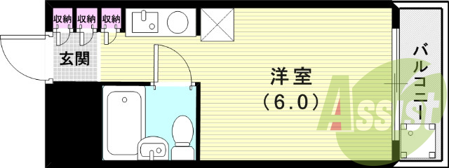 １R（１８平米）オートロック、TVモニタホン、家電付き、