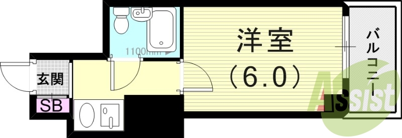 1K(20平米）エアコン・3点ユニット