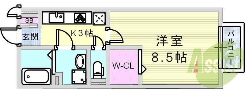 １Kの間取りです
