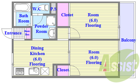 バストイレがセパレート、独立洗面所のある使い易い間取りです。