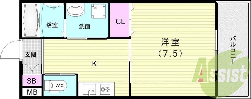 ゆったりと一人暮らしには十分のスペースです