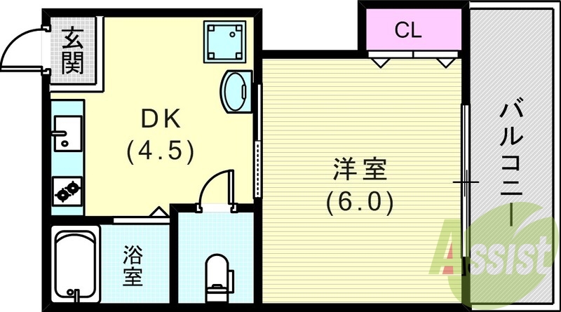 お部屋が正方形に近く家具を配置しやすい間取りです。