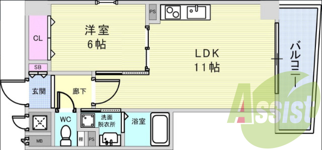 1LDK(39.49平米)システムキッチン・独立洗面台・収納