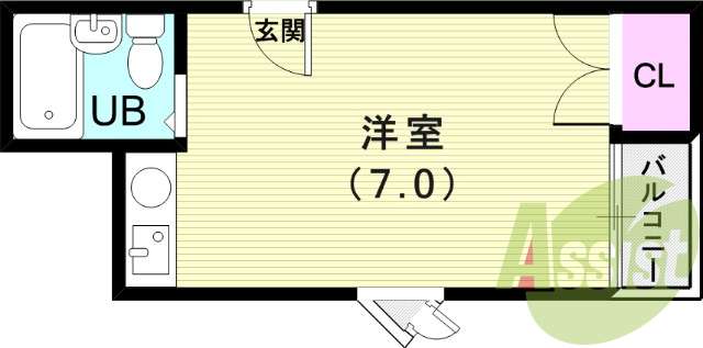 １Ｒ（14.3平米）エアコン・クローゼット・シューズボックス