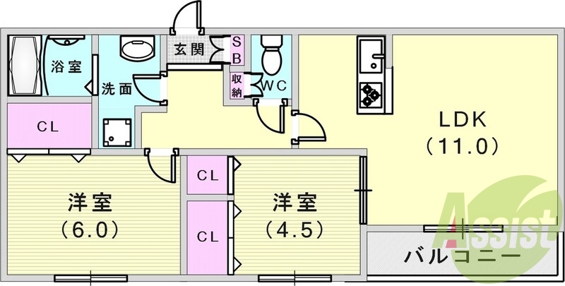 設備、セキュリティ充実の2LDK