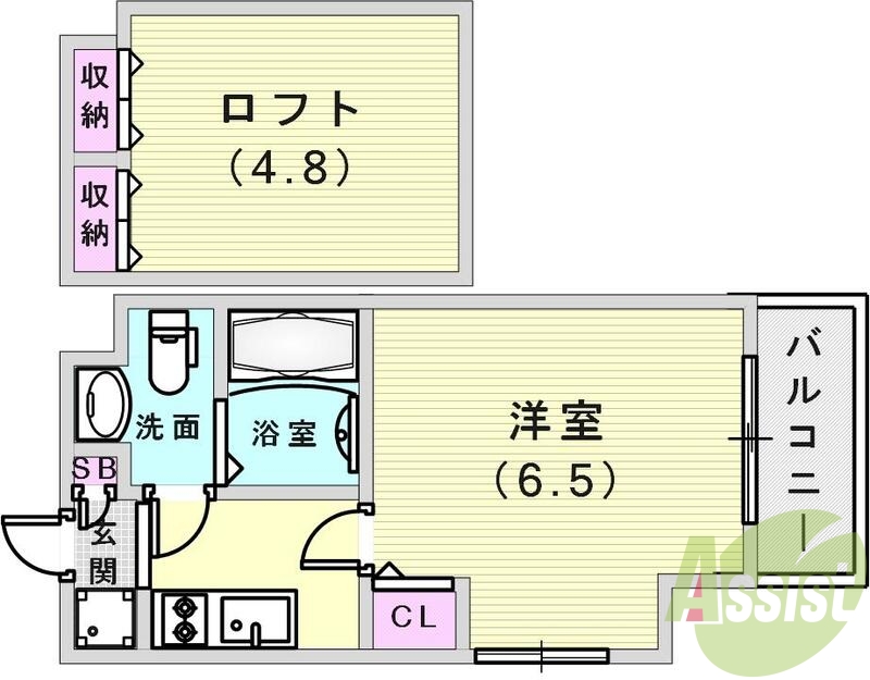ロフト付のお部屋です。