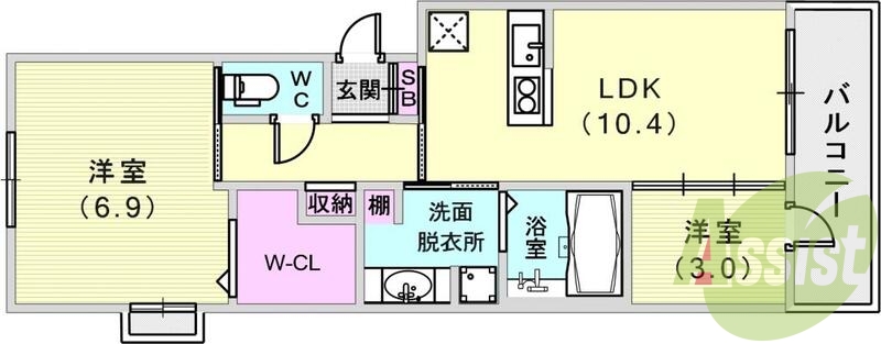 カウンターキッチンの間取りです。