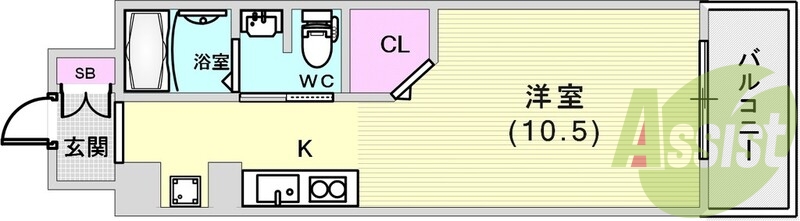 広めの単身用のマンションです