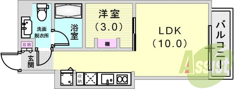 広めの1LDKタイプです。
