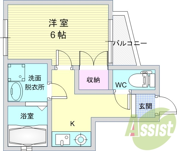 1K（19.71平米）独立洗面台・エアコン・温水洗浄便座