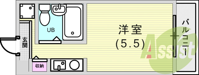 １Ｒ（１４．９５平米）室内洗濯機置場・オール電化・エアコン