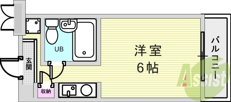 1R（14.95平米）エアコン・IHコンロ・室内洗濯機置場