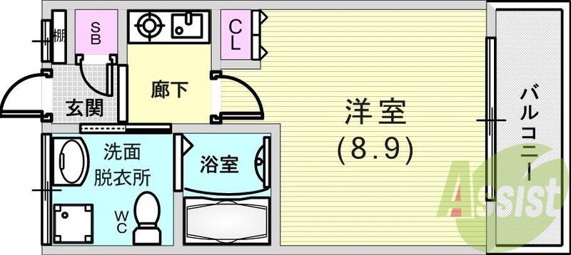 洋室9帖の大きな１Ｋ