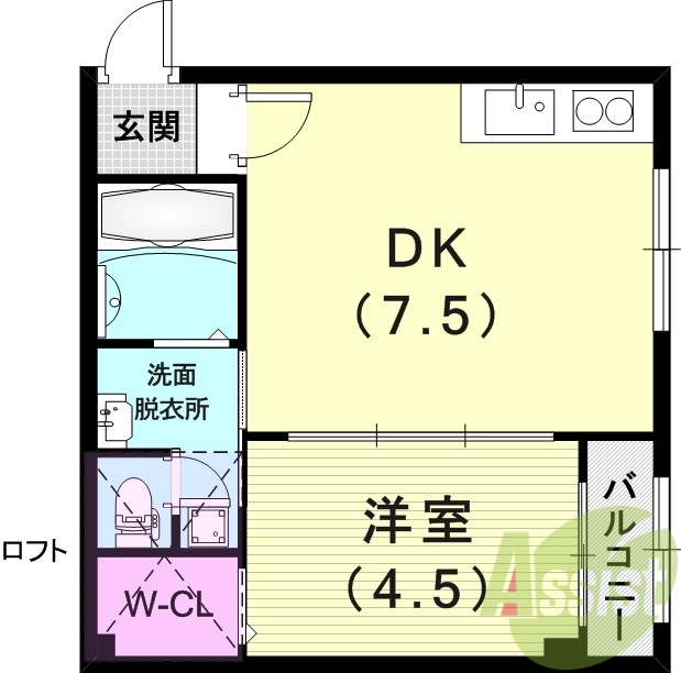 1DK(30平米)オール電化・ウォークインクローゼット