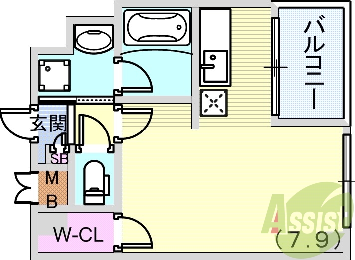 1R（27.3平米）浴室乾燥機・3点セパレート・下駄箱