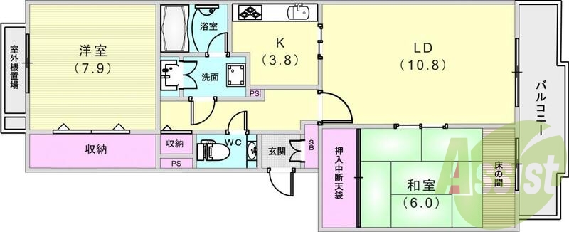 ２ＬＤＫ（７０．８３平米）システムキッチン・独立洗面台・収納