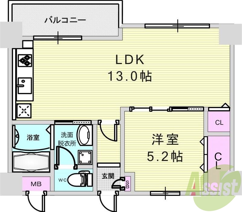 1LDK(43.45平米）モニターフォン・追焚付給湯