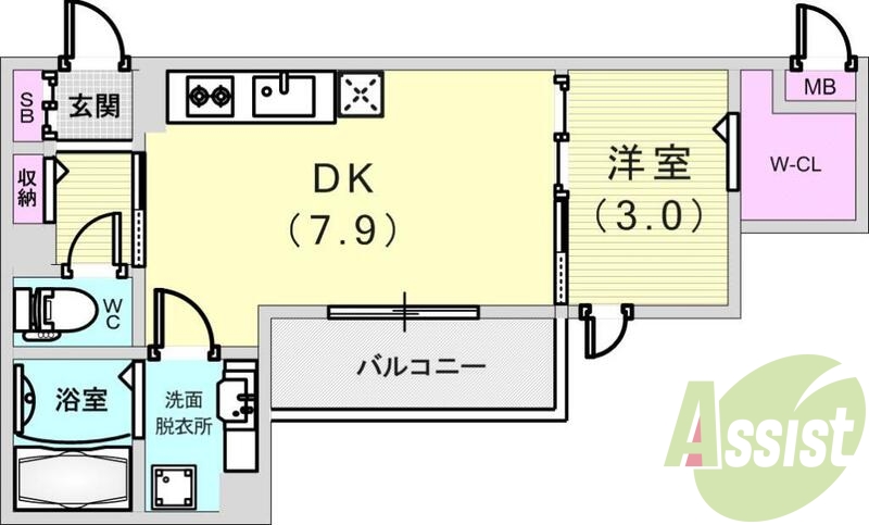 1DK(30.46平米)エアコン・ウォークインクローゼット