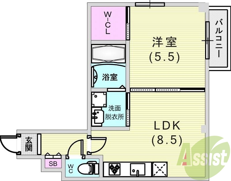 1LDK（37.07平米）浴室乾燥機・洗髪洗面化粧台