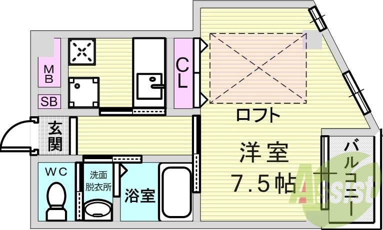１K（２８．０５平米）システムキッチン・独立洗面台・エアコン